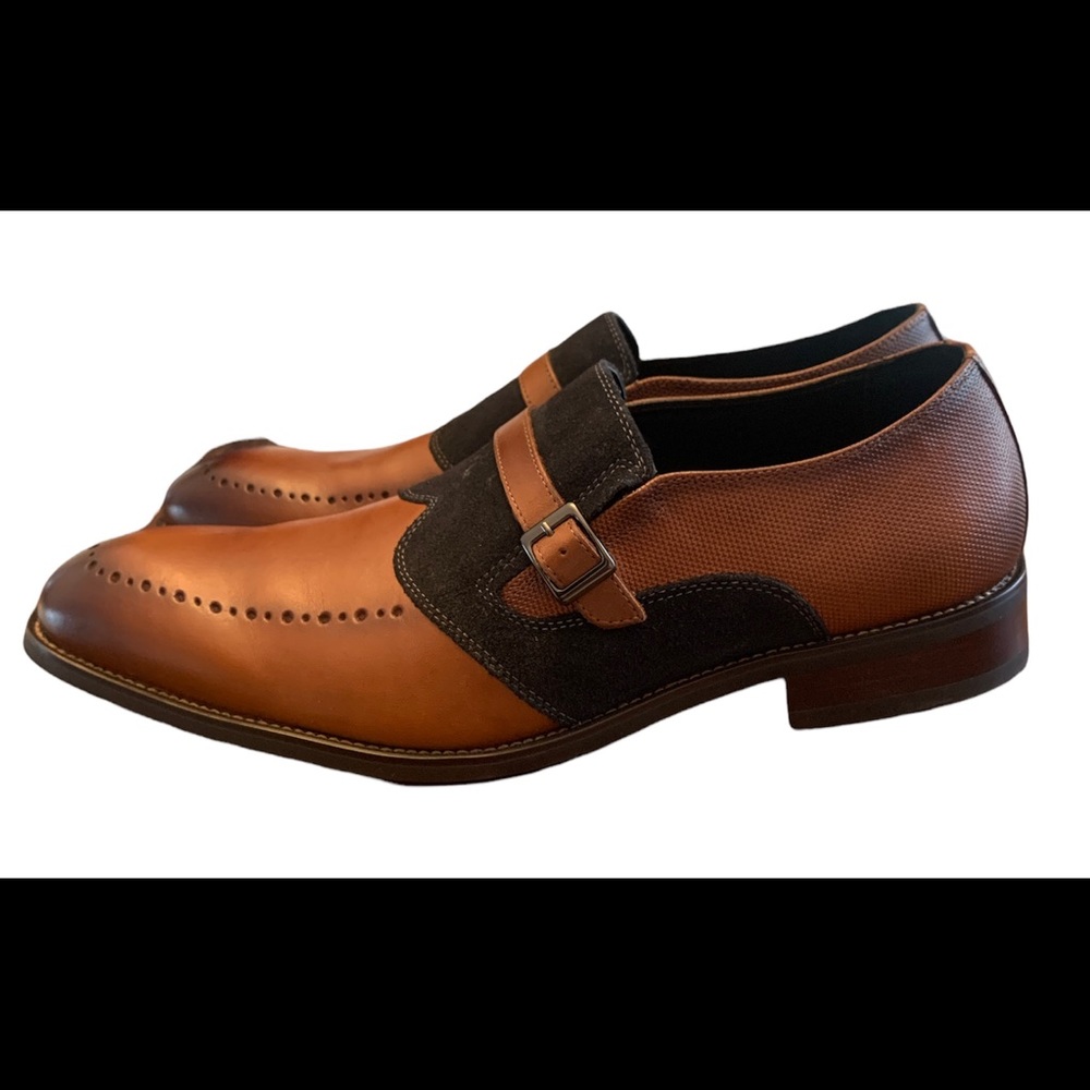 La Milano Jean Men's Slip On Tan/Navy Leather Dress Shoes 13 Style Jean MS9805